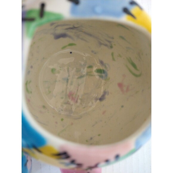 Vintage 2005 Hand Painted Signed Tea Set Pot Sugar Bowl Creamer patchwork - Picture 12 of 16